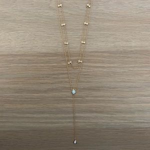 Elizabeth Stone Double Lariat Necklace with Opal